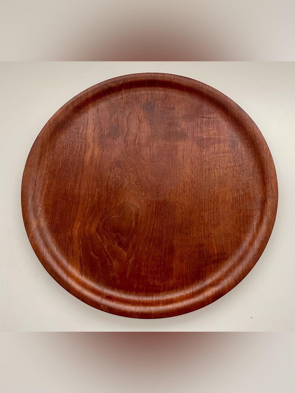 MCM Mid Century Modern Backman Teak Bentwood Round Tray 14”in Made in Finland